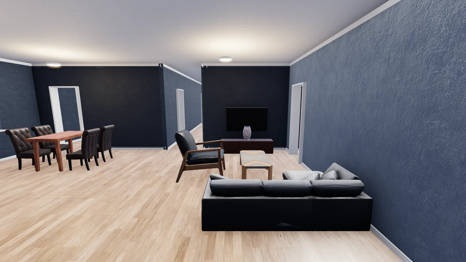 The same room with Hale Navy walls