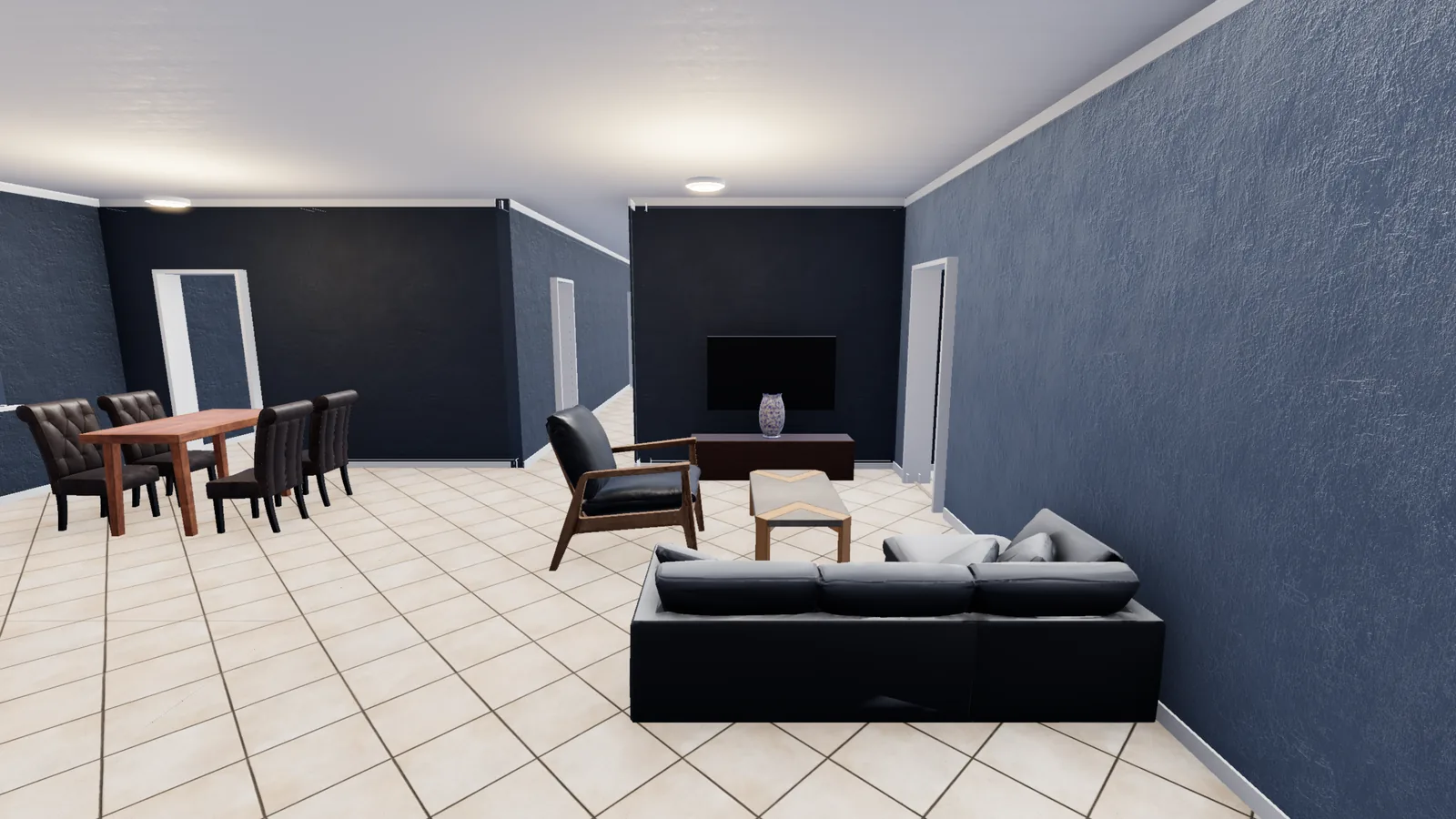 The same room with a smooth ceiling