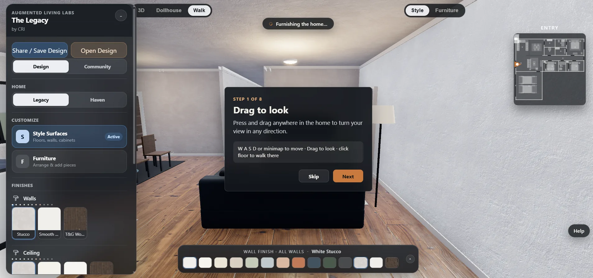 The live finish panel your buyers use